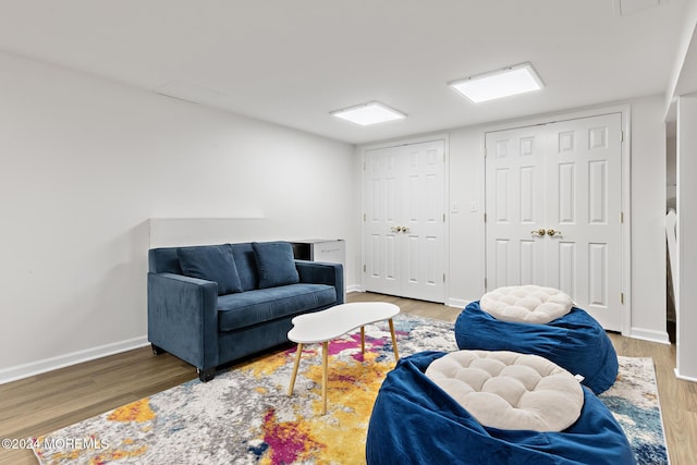 living room with hardwood / wood-style flooring