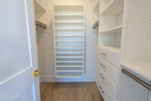 walk in closet featuring dark hardwood / wood-style floors