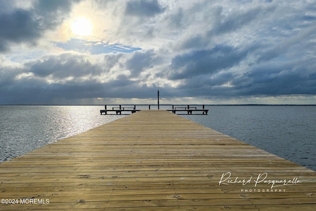 view of dock featuring a water view