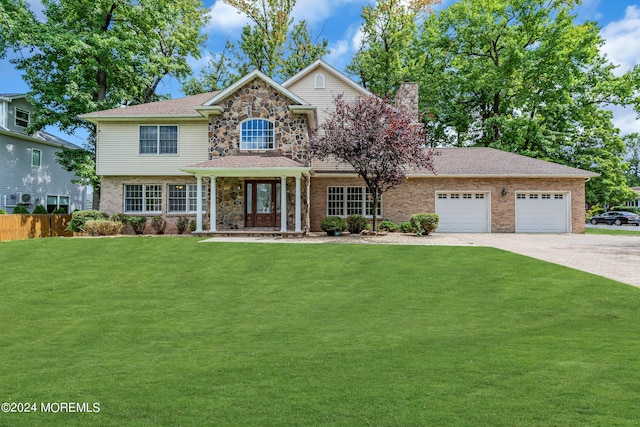 front of property featuring a garage and a front yard