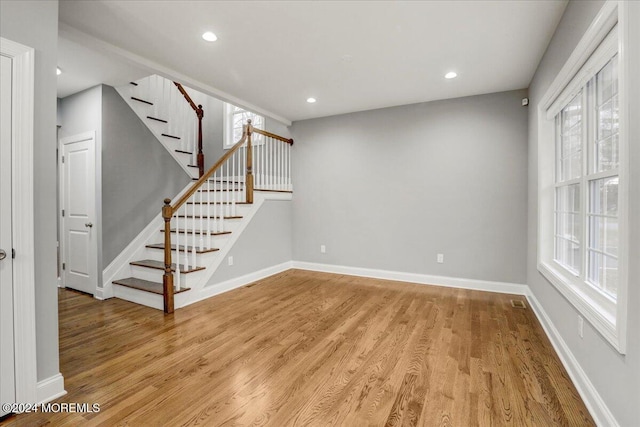 interior space with light hardwood / wood-style floors