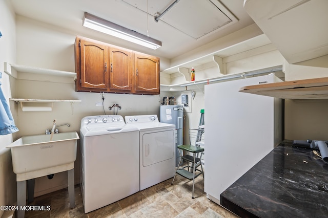 1 Dixon Ct Unit B, Whiting, NJ 08759 - laundry area featuring cabinet space, independent washer and dryer, water heater, and stone finish flooring