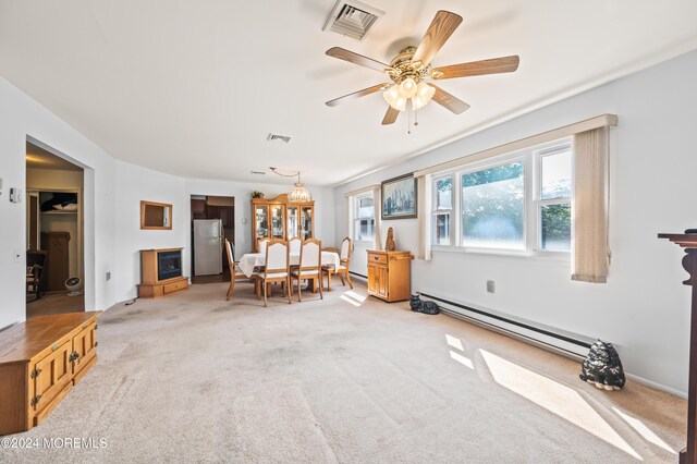 1 Dixon Ct Unit B, Whiting, NJ 08759 - living area with a baseboard radiator, light carpet, and ceiling fan