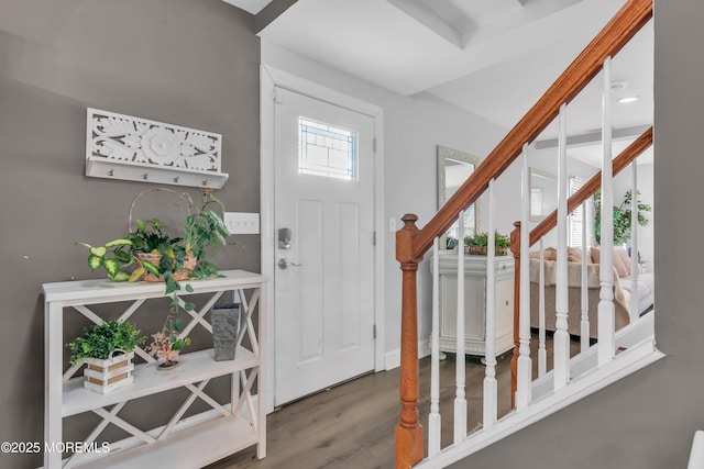 foyer entrance featuring hardwood / wood-style flooring