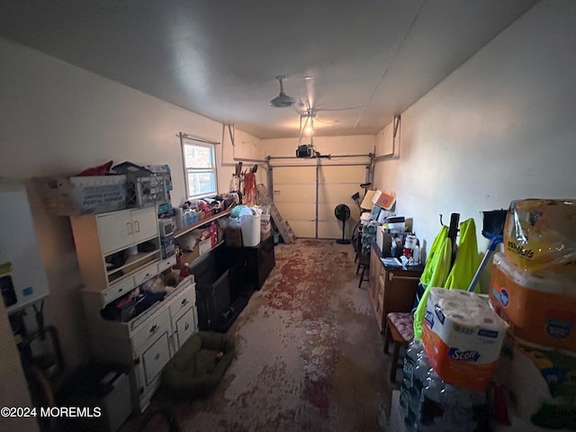 garage with a garage door opener