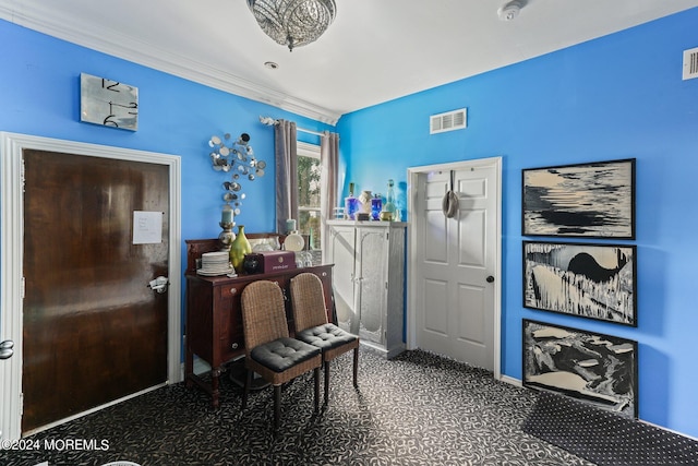 448 Monmouth Pl, Long Branch, NJ 07740 - carpeted entrance foyer with crown molding