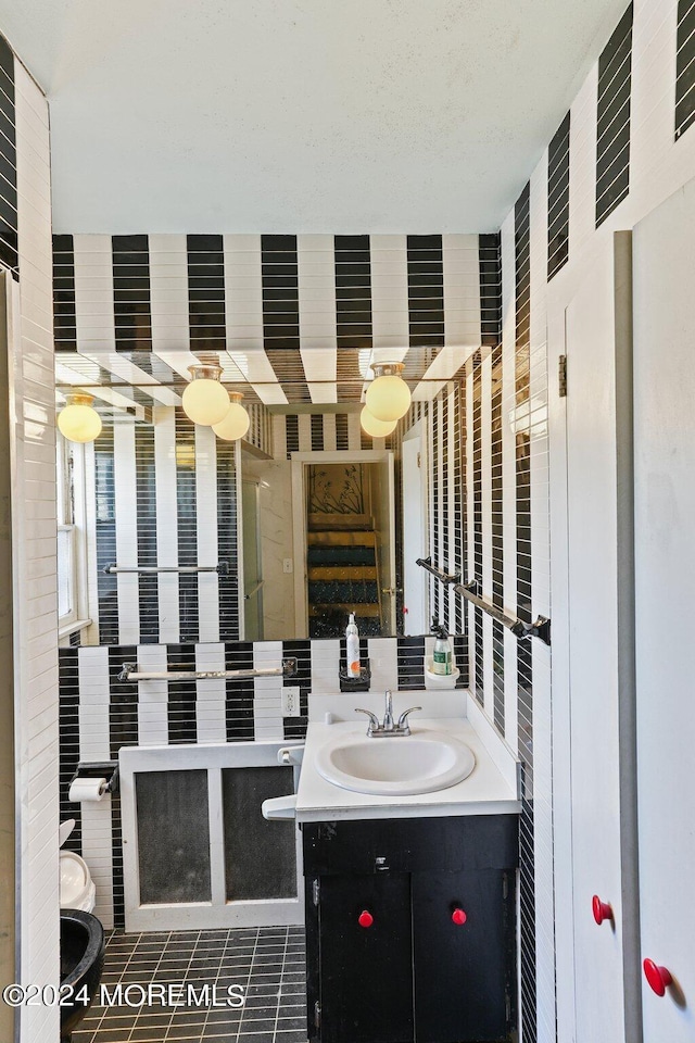 448 Monmouth Pl, Long Branch, NJ 07740 - bathroom with vanity and tile patterned flooring