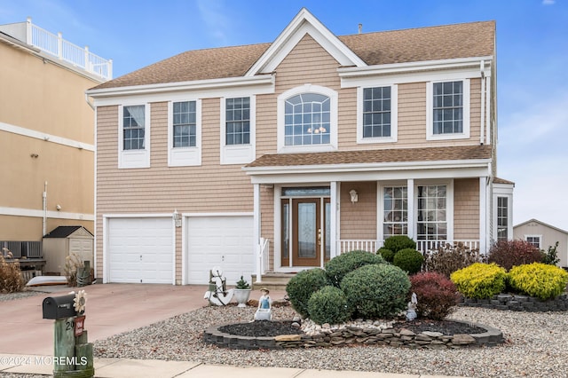 view of front of property featuring a garage