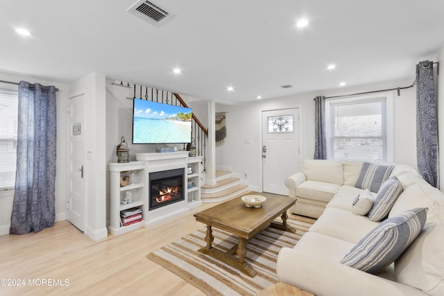 living room featuring light wood-type flooring