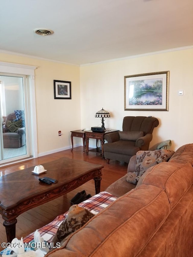 33 Penwood Dr Unit 55, Whiting, NJ 08759 - living area with crown molding, wood finished floors, and baseboards