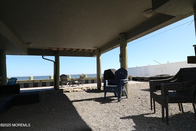 view of yard with fence and a patio