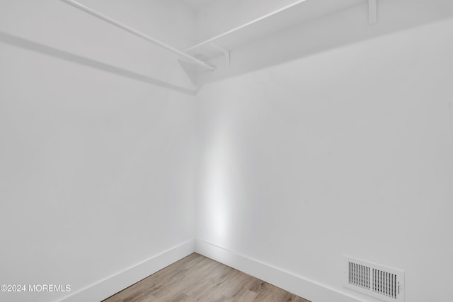 walk in closet with light wood-type flooring