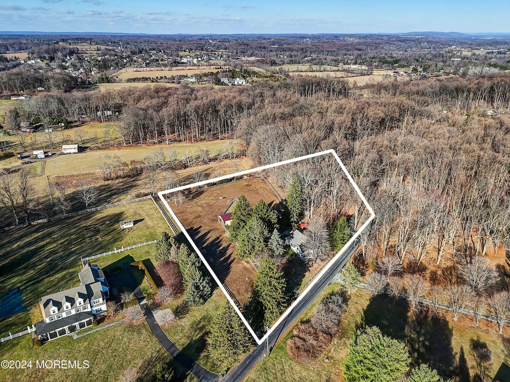 drone / aerial view featuring a rural view