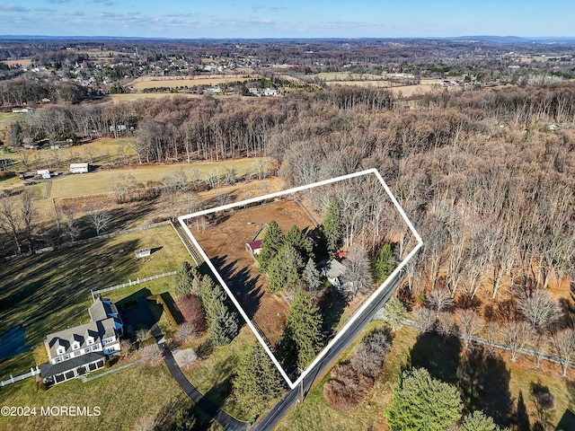 drone / aerial view featuring a rural view