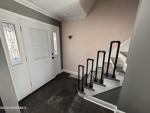 foyer with ornamental molding