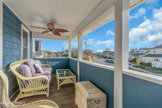 balcony with ceiling fan