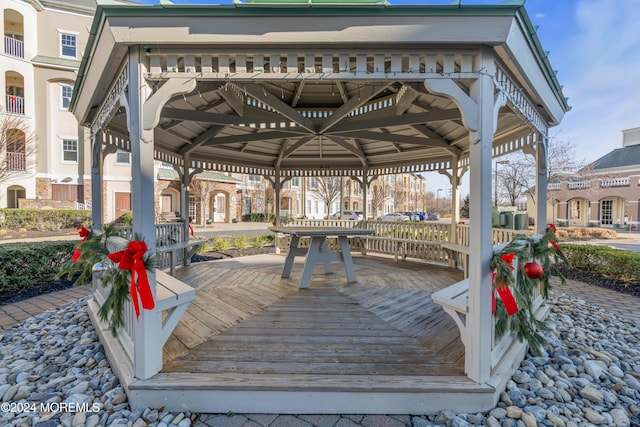 exterior space featuring a gazebo