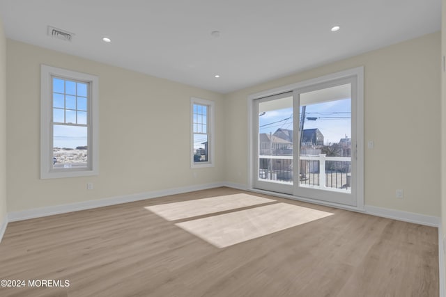 empty room featuring light hardwood / wood-style flooring and a wealth of natural light