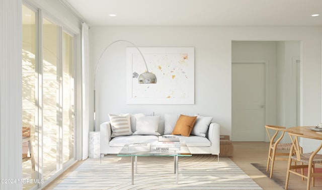 living room featuring light hardwood / wood-style flooring and a healthy amount of sunlight