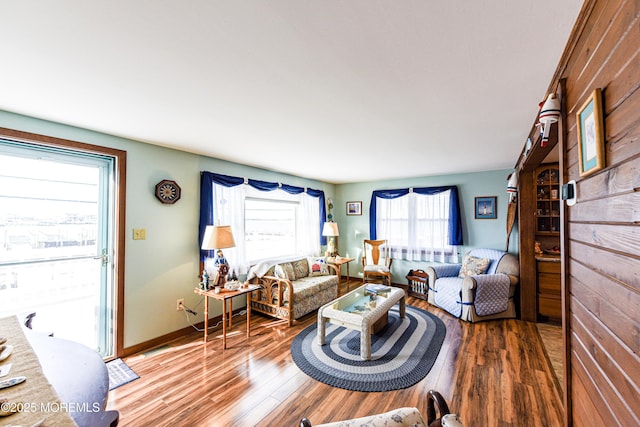 living room with wood-type flooring