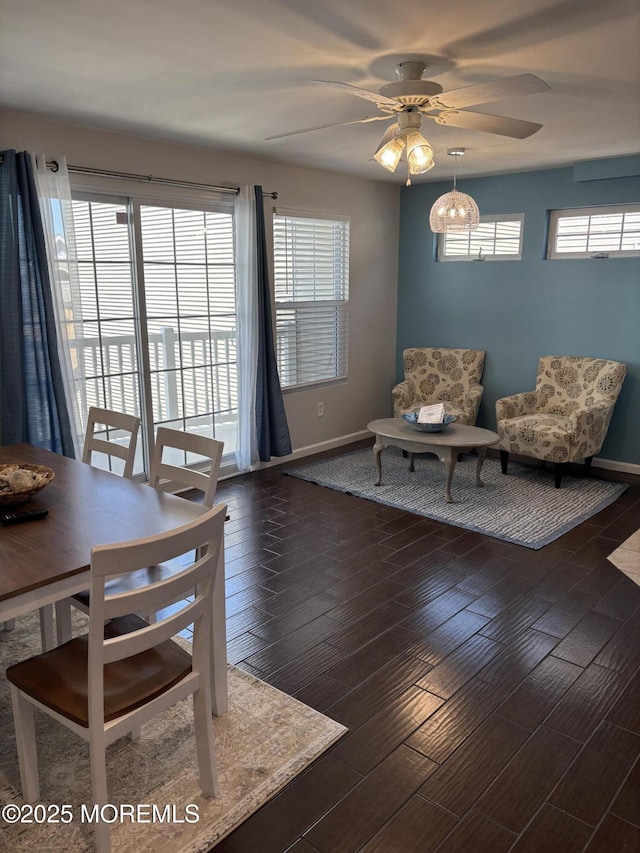 1301 Boulevard Blvd Unit 4, Seaside Heights, NJ 08751 - dining space with ceiling fan, baseboards, and wood finished floors