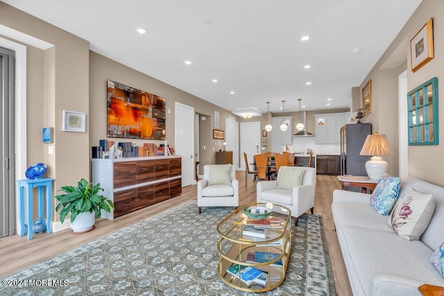 living room featuring light hardwood / wood-style flooring