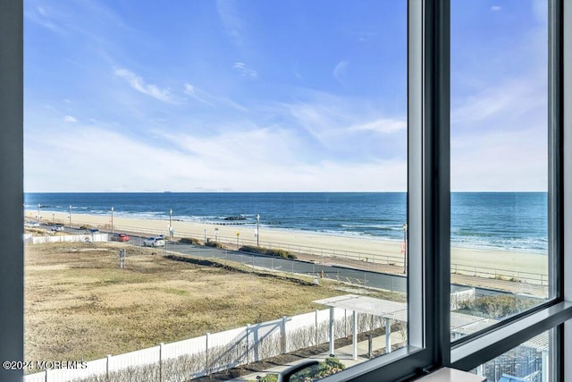 property view of water with a beach view