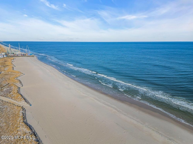 property view of water featuring a beach view