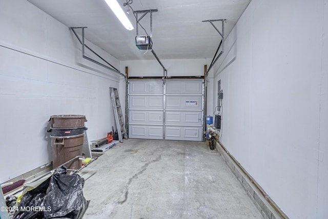 garage with a garage door opener