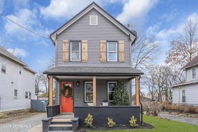 front facade with a porch