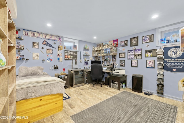 bedroom featuring light hardwood / wood-style flooring