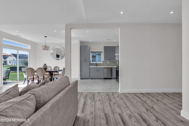 living room with light wood-type flooring