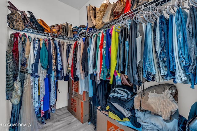 walk in closet featuring wood-type flooring