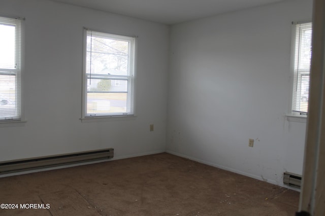 empty room with a baseboard heating unit