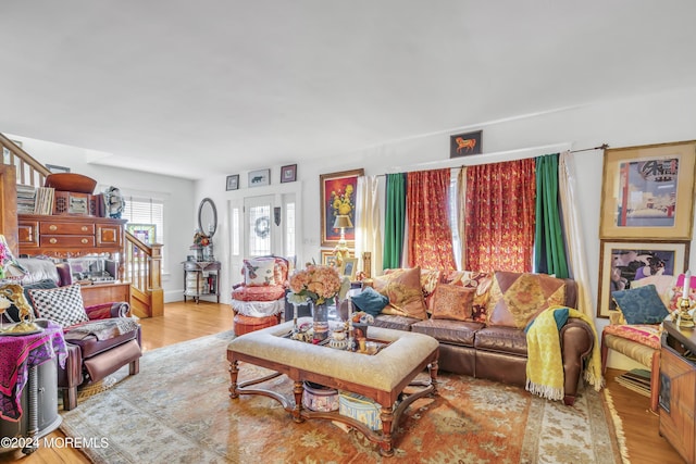 living room featuring light hardwood / wood-style floors