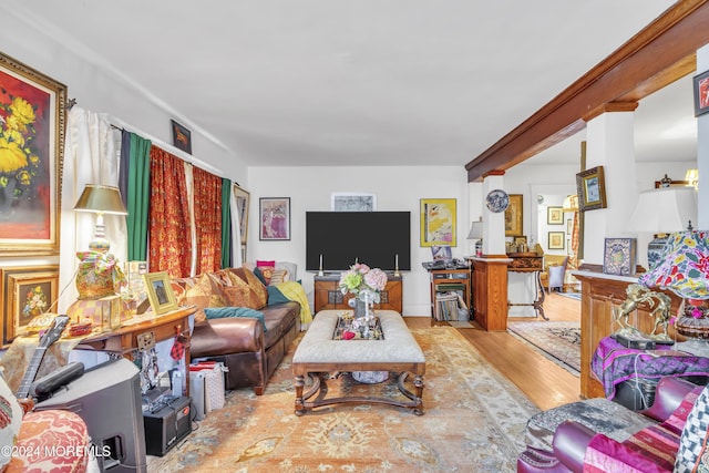 living room featuring light wood-type flooring