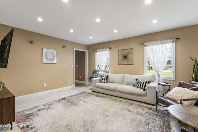 living room with carpet