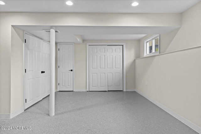 unfurnished bedroom with multiple closets