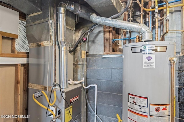 utility room featuring water heater