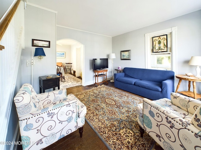 living room with wood-type flooring