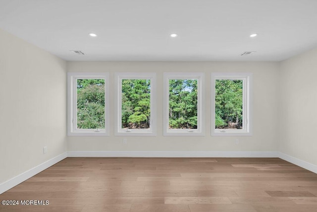 empty room featuring light hardwood / wood-style flooring and a healthy amount of sunlight