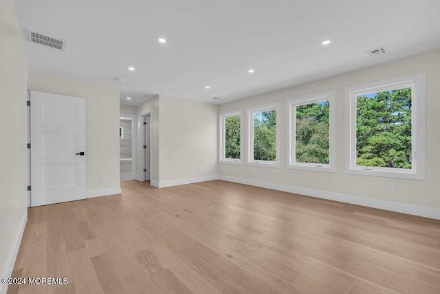 unfurnished room featuring light wood-type flooring and a wealth of natural light