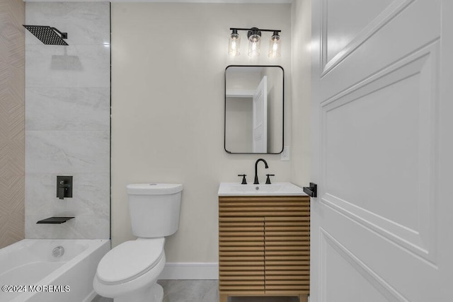 full bathroom featuring vanity, toilet, and tiled shower / bath