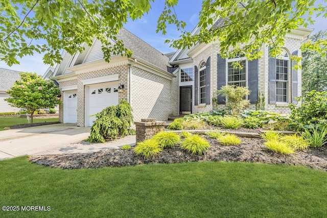 7 Muirfield Rd, Jackson, NJ 08527 - view of front of house featuring driveway, a front lawn, brick siding, and roof with shingles
