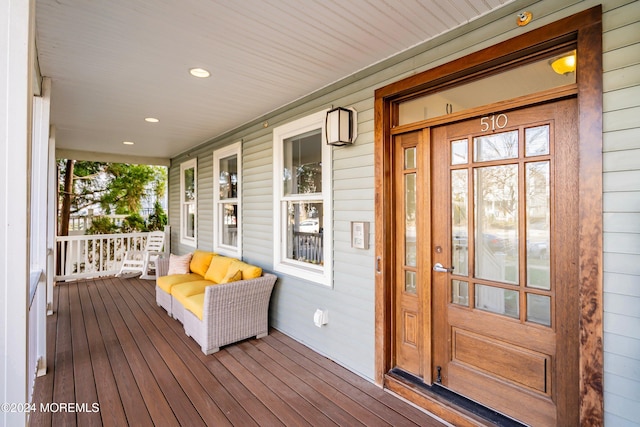 deck with covered porch