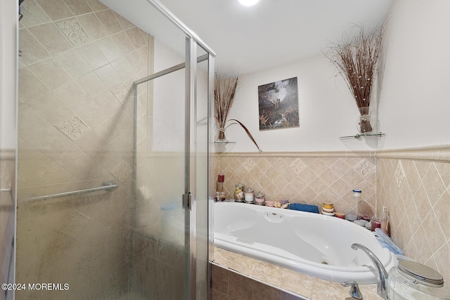 bathroom with plus walk in shower