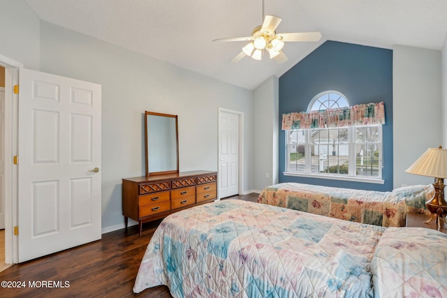 43 Spyglass Dr, Jackson, NJ 08527 - bedroom featuring wood finished floors, lofted ceiling, and ceiling fan
