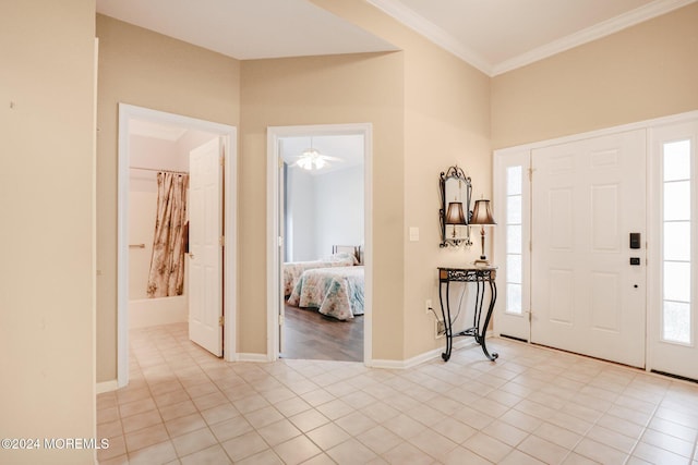 43 Spyglass Dr, Jackson, NJ 08527 - foyer with ornamental molding and ceiling fan