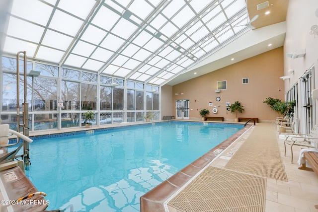 43 Spyglass Dr, Jackson, NJ 08527 - indoor community pool featuring a lanai and a patio