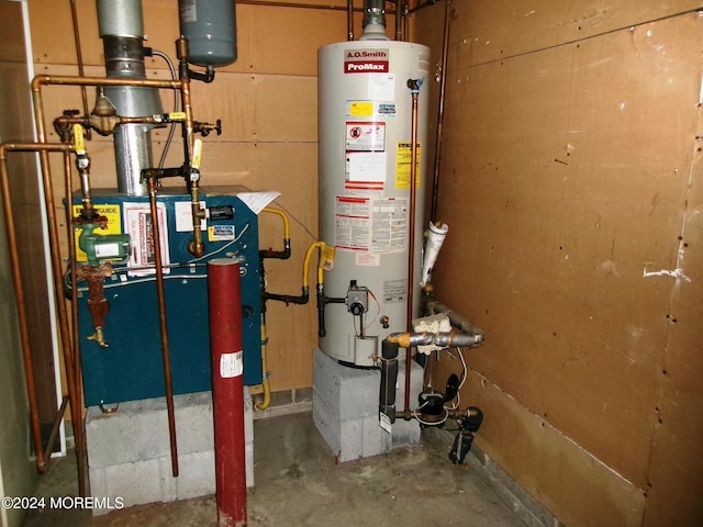 utility room with water heater